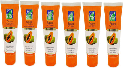 

Astaberry Papaya Face wash 60ml(With Carrot & Soya Protein Extract) Pack of 6 Face Wash(360 ml)