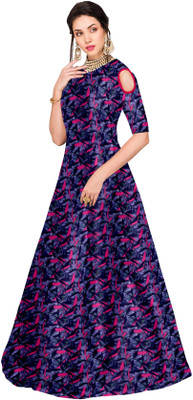 77 OFF on ACTIVE Anarkali Gown Blue on Flipkart PaisaWapas