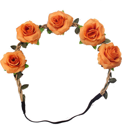 

Ziory Orange Fashion Stylish Rose Flower Headband Headwear Women Girl Elastic Hairbands Korean Floral Hair Bands Hair Accessories Headdress Tiara for Girls and Women Head Band, Hair Accessory Set, Rubber Band(Orange)