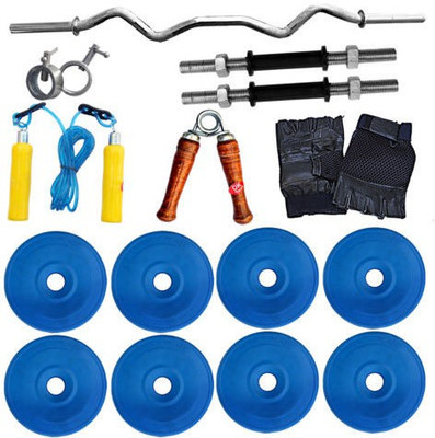 

BAANI INTERNATIONAL .BEST QUALITY 8 KG RUBBER PLATES COMBO . 2 KG 4 PLATES +2 DUMBBELL ROD + GYM GLOVES + WOODEN SKIPPING ROPE +FREE WOODEN HAND GRIPPER Home Gym Combo(0 - 20 kg)