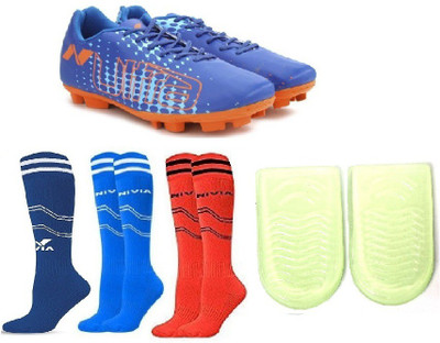 

Nivia 'Ultra' football shoe (Size-10) + three pair of football Stockings and one pair of 'Hell Gel Wedge' (Length- 8 cm) (Color On Availability)- Football Kit