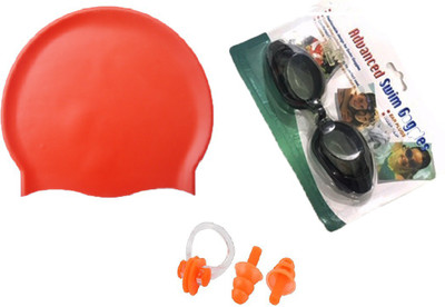 

KAAS Complete swimming kit with swimming cap, goggle, ear plug and nose clip Swimming Kit