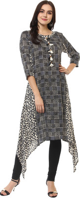 La Firangi Women Geometric Print A-line Kurta(Black)