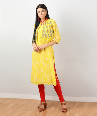 BIBA Women Printed Straight Kurta(Multicolor)