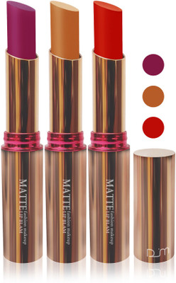 

Femina09 velvet matte lady blam Enriched with Vitamin E lipstick women fashion color cosmetics makeup combo set of 3(red purple yellow brown, 15 g)