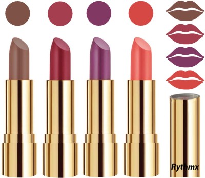 RYTHMX Professional Timeless 4 Colors Collection Velvet Touch Matte Lipstick Long Stay on Lips Code no-368(Peach, Brown, Dark Pink, Light Purple, 16 g)