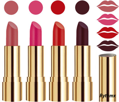 

Rythmx Professional Timeless 4 Colors Collection Velvet Touch Matte Lipstick Long Stay on Lips(Dark Nude, Magenta, Reddish Orange, Dark Wine, 16 g)