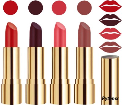 

Rythmx Professional Timeless 4 Colors Collection Velvet Touch Matte Lipstick Long Stay on Lips(Reddish Orange, Dark Wine, Carrot Red, Brown Nude, 16 g)