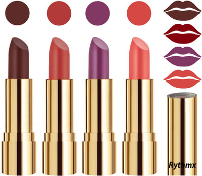 

Rythmx Professional Timeless 4 Colors Collection Velvet Touch Matte Lipstick Long Stay on Lips(Chocolate Brown, Dark Peach, Light Purple, Peach, 16 g)