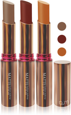 

Femina09 velvet matte lady blam Enriched with Vitamin E lipstick women fashion color cosmetics makeup combo set of 3(l brown black brown d brown, 15 g)