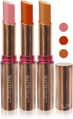 

Femina09 velvet matte lady blam Enriched with Vitamin E lipstick women fashion color cosmetics makeup combo set of 3(l brown pink orange, 15 g)