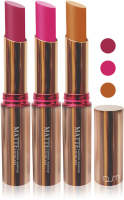 

Femina09 velvet matte lady blam Enriched with Vitamin E lipstick women fashion color cosmetics makeup combo set of 3(l brown d pink magenta, 15 g)