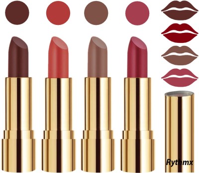 RYTHMX Professional Timeless 4 Colors Collection Velvet Touch Matte Lipstick Long Stay on Lips Code no-339(Brown, Chocolate Brown, Dark Peach, Dark Pink, 16 g)
