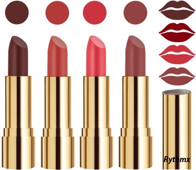 

Rythmx Professional Timeless 4 Colors Collection Velvet Touch Matte Lipstick Long Stay on Lips(Chocolate Brown, Dark Peach, Carrot Red, Brown Nude, 16 g)