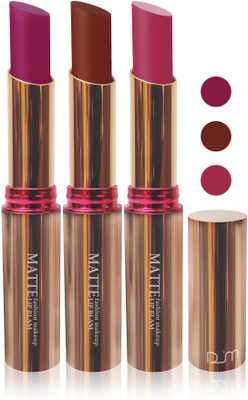 

Femina09 velvet matte lady blam Enriched with Vitamin E lipstick women fashion color cosmetics makeup combo set of 3(magenta purple d brown, 15 g)