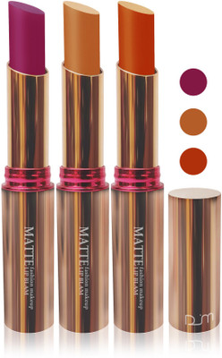 

Femina09 velvet matte lady blam Enriched with Vitamin E lipstick women fashion color cosmetics makeup combo set of 3(orange purple yellow brown, 15 g)