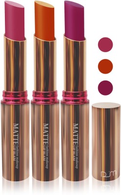 

Femina09 velvet matte lady blam Enriched with Vitamin E lipstick women fashion color cosmetics makeup combo set of 3(orange magenta purple, 15 g)