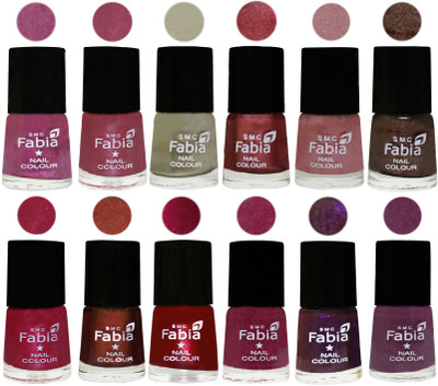 

Fabia Premium Lacquer Extra Shine Nail Polish Shades Of (12 Pcs Nail Polish) Rani-Pink Maroonish-Oyster-Nude Pink-Light pink-Dark Brown-Cherry Pink-Berry-Dark Magenta-Rose Pink-Dark Purple-Brinjal Purple(Pack of 12)
