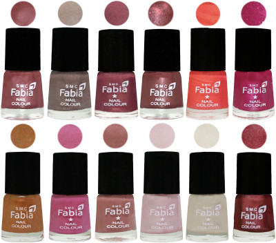 

Fabia Premium Collection 12 Piece Color Nail Polish Shades Lip-Light Beige-Dusty Pink-Dark Red Chrome-Peach-Light Magenta-Golden -Light Plum-Nude-Lychee-Light Cream-Nude Pink(Pack of 12)
