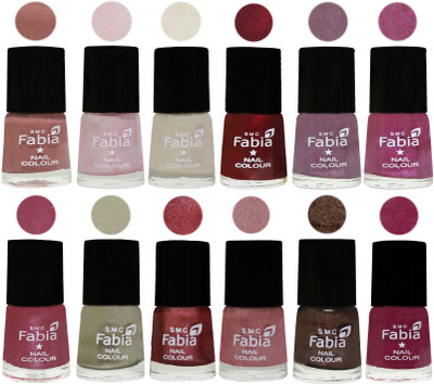 

Fabia Premium Lacquer Extra Shine Nail Polish Shades Of (12 Pcs Nail Polish) Nude-Lychee-Light Cream-Maroon-Light Violet-Rani-Pink Maroonish-Oyster-Nude Pink-Light pink-Dark Brown-Rose Pink(Pack of 12)