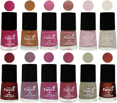 

Fabia Premium Shine & Glossy Nail Polish Collection Shades (12 Pcs Combo) Light Magenta-Golden -Light Plum-Nude-Lychee-Light Cream-Maroon-Light Violet-Rani-Pink Maroonish-Oyster-Berry(Pack of 12)