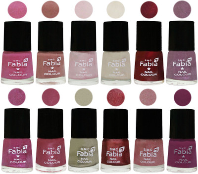 

Fabia Premium Collection 12 Piece Color Nail Polish Shades Light Plum-Nude-Lychee-Light Cream-Maroon-Light Violet-Rani-Pink Maroonish-Oyster-Nude Pink-Light pink-Light purple(Pack of 12)