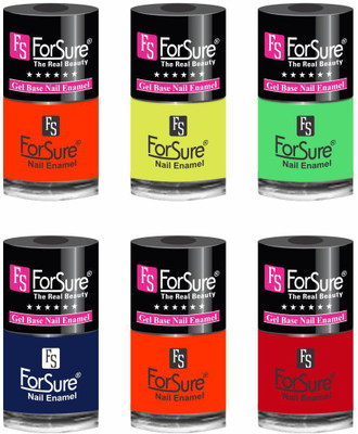 

forsure HD color long lasting matte nail polish (set of 6 ) unique shades orange, neon yellow, neon green, navy blue, hot orange, hot red(Pack of 6)