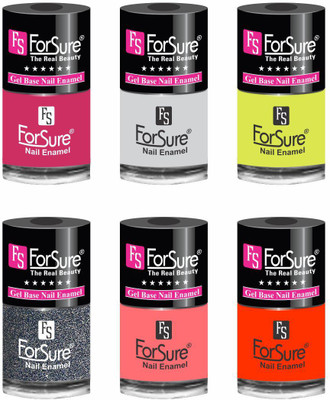 

forsure HD color long lasting matte nail polish (set of 6 ) unique shades ruby pink, white, neon yellow, glitter dazzlig, hot peach, orange(Pack of 6)
