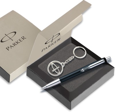 PARKER Vector Special Edition Ball Pen Chrome Trim+Free Parker Key Chain Gift Set Ball Pen(Blue)