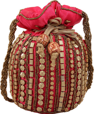 

Ratash.com Potli multi shape beads pink color Potli(Pink)