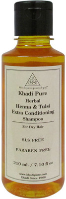 Khadi Pure Herbal Henna & Tulsi Extra Conditioning Shampoo SLS-Paraben Free(210 ml)