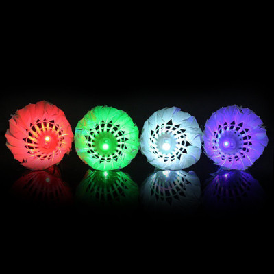 

QUINERGYS ® Night Light Glow LED Badminton Shuttlecock Birdies Feather Shuttle - White(Slow (75), use in very hot countries above sea level, 75, Pack of 4)