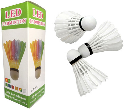 

QUINERGYS ™ LED Badminton Birdies Shuttle-cocks Feather Shuttle - White(Slow (75), use in very hot countries above sea level, 75, Pack of 3)