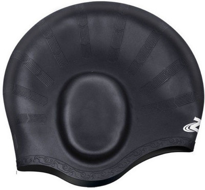 

KAAS Professional full head silicon Swimming Cap(Black, Pack of 1)