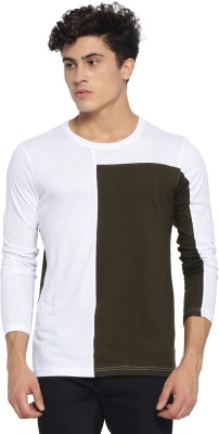 CAMPUS SUTRA Colorblock Men Round Neck White, Green T-Shirt