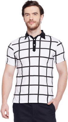 Le Bourgeois Printed Men Polo Neck White, Black T-Shirt