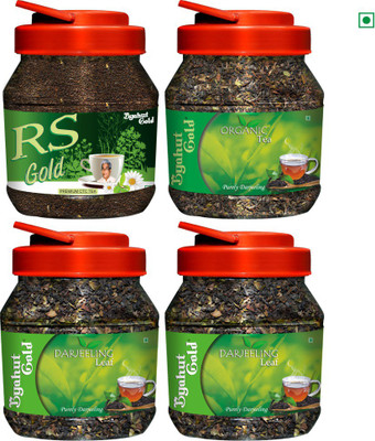 

Byahut Gold Organic Tea and Darjeeling Leaf Combo 850 g with RS Gold (CTC Tea) 250g Herbs Green Tea Mason Jar(850 g)