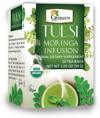

Grenera Tulsi Moringa Infusion-20 Tea Bags/Box Tulsi Herbal Tea Bags(30 g, Box)