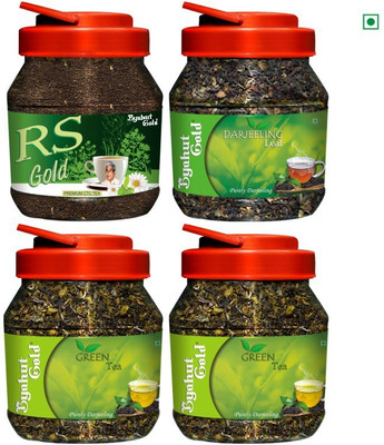 

Byahut Gold Darjeeling Leaf Green Tea Combo 850 g with RS Gold (CTC Tea) 250g Herbs Green Tea Mason Jar(0.85 kg)