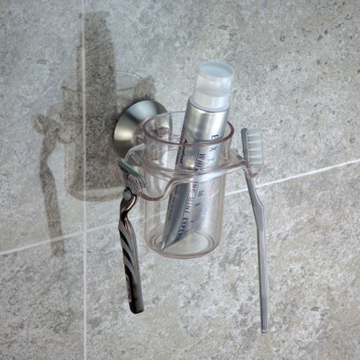 

Interdesign Stainless Steel Toothbrush Holder(Clear, Wall Mount)
