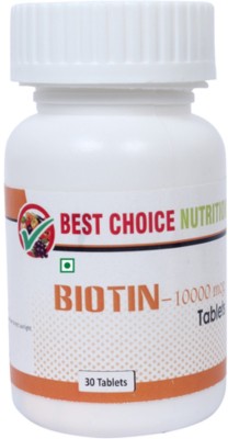 

Best Choice Nutrition Biotin Maximum Strength Veg Tablets 10,000 mcg Nutrition Biotin (Vitamin B7 for Hair, Skin & Nails) (10,000mcg- 30 Tablets(30 No)