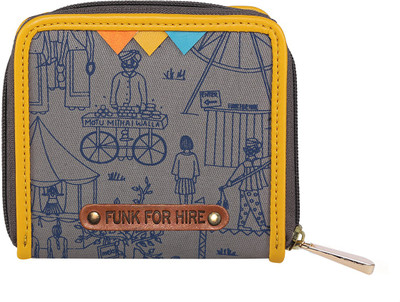 

FUNK FOR HIRE Women Grey Canvas Wallet(4 Card Slots)