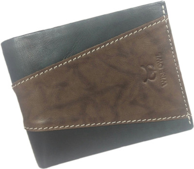 

WISE OWL Men Black Genuine Leather Wallet(8 Card Slots), Black & brown