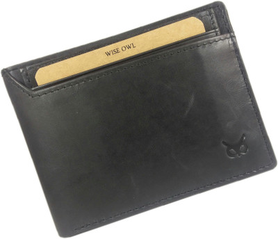 

WISE OWL Men Black Genuine Leather Wallet(7 Card Slots)
