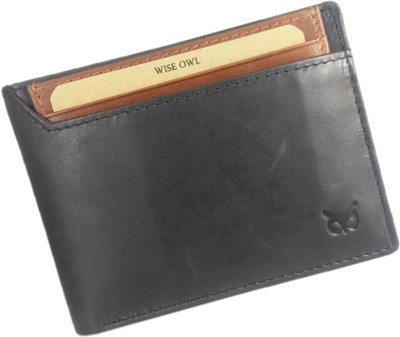 

WISE OWL Men Black Genuine Leather Wallet(7 Card Slots)