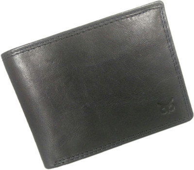 

WISE OWL Men Black Genuine Leather Wallet(7 Card Slots)