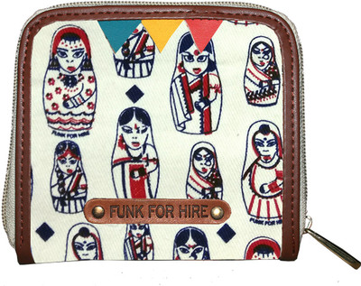

FUNK FOR HIRE Women White Canvas Wallet(4 Card Slots), Off white