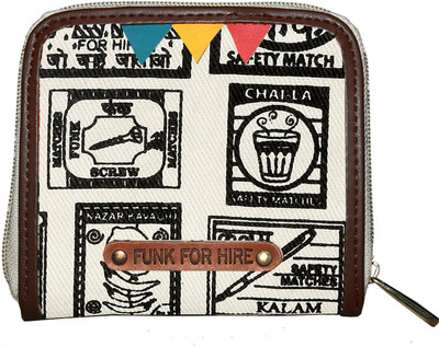 

FUNK FOR HIRE Women White Canvas Wallet(4 Card Slots), Ecru