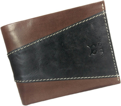 WISE OWL Men Brown Genuine Leather Wallet(8 Card Slots), Brown & black
