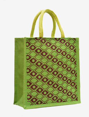 

AGGDA Green Jute Burlap with Brown Diamond Sun Printed Waterproof Lunch Bag(Green, 12 L)